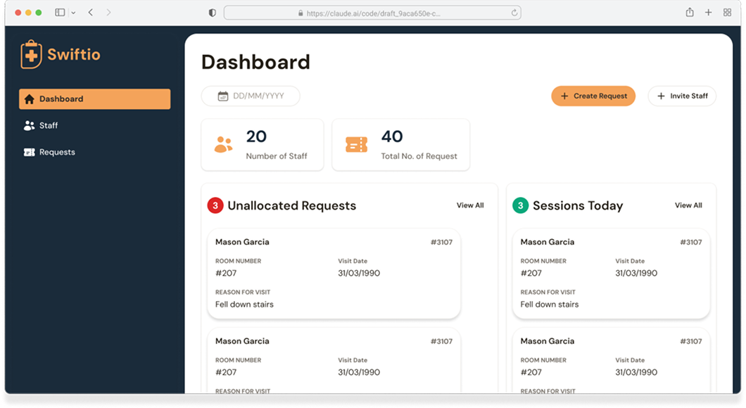 Swiftio dashboard