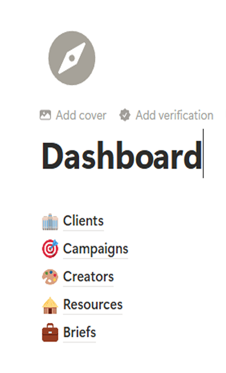 Digital stamp collection — The Curators Notion workspace